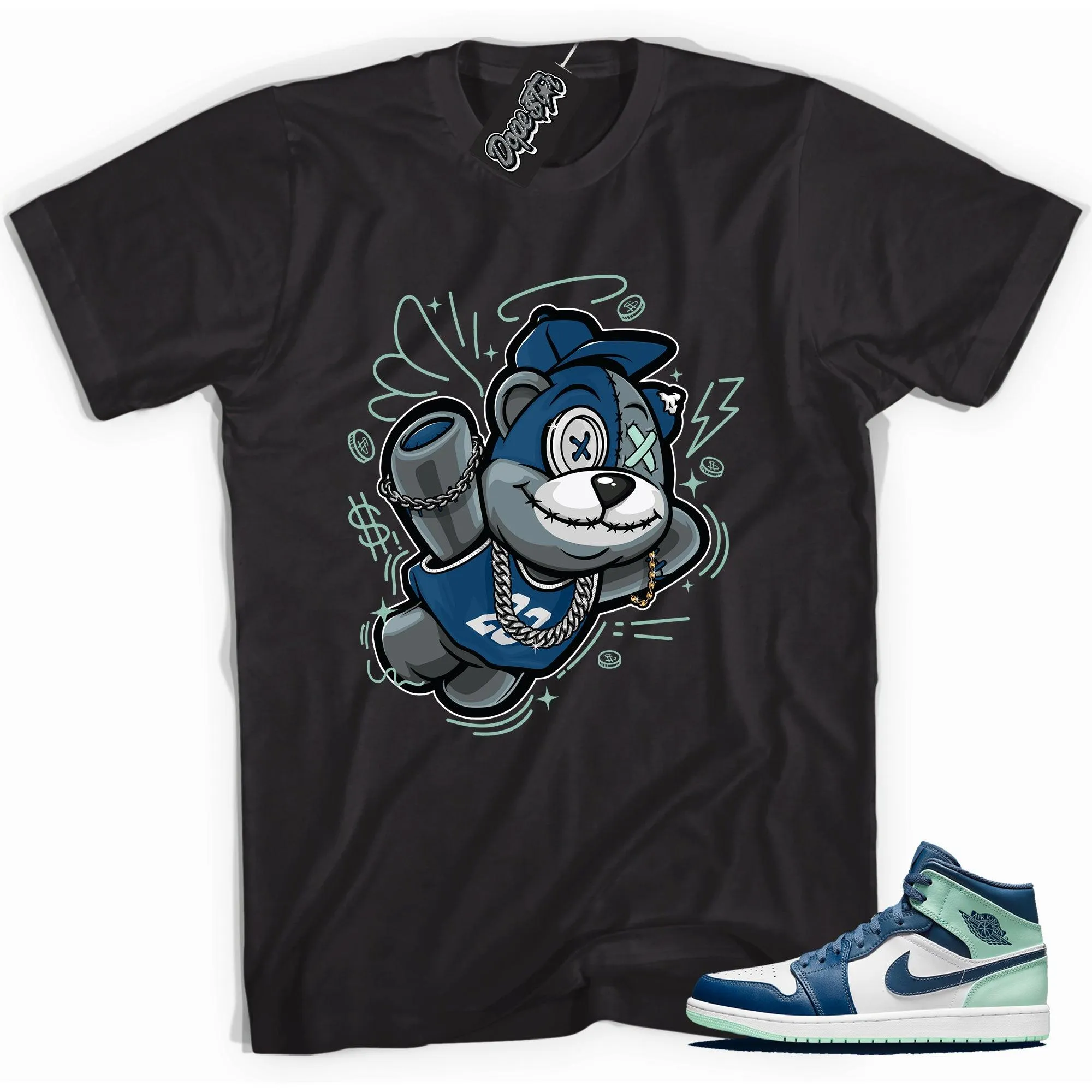 1 Mid Mystic Navy Mint Foam Shirt Slam Dunk Bear