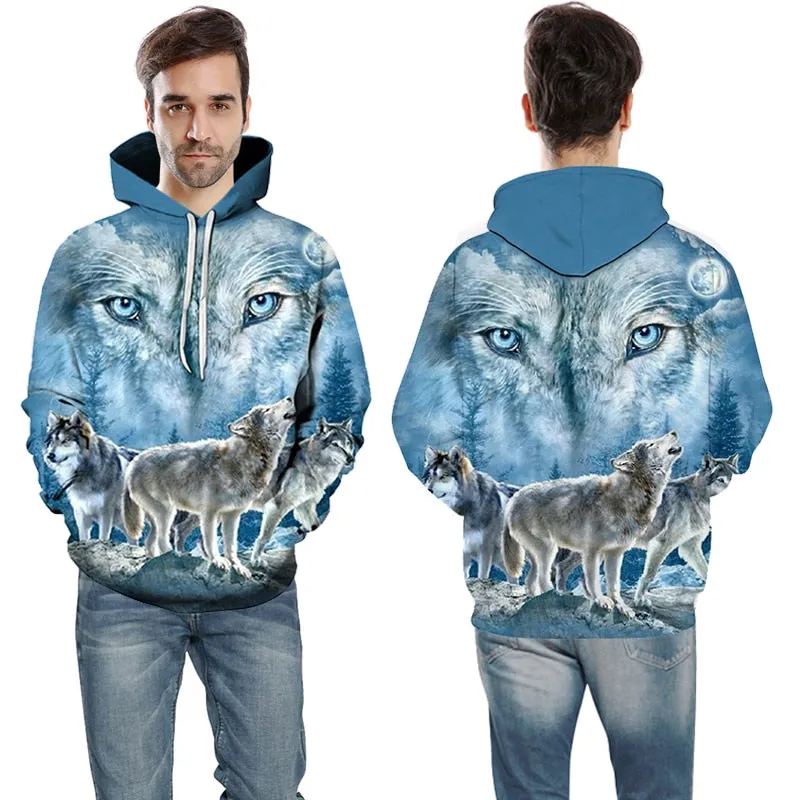 3D Hoodies Men Couple Wolf printed Hoodie Animal Hoody Sweatshirt Casual Tracksuit Pullover Jacket Autumn