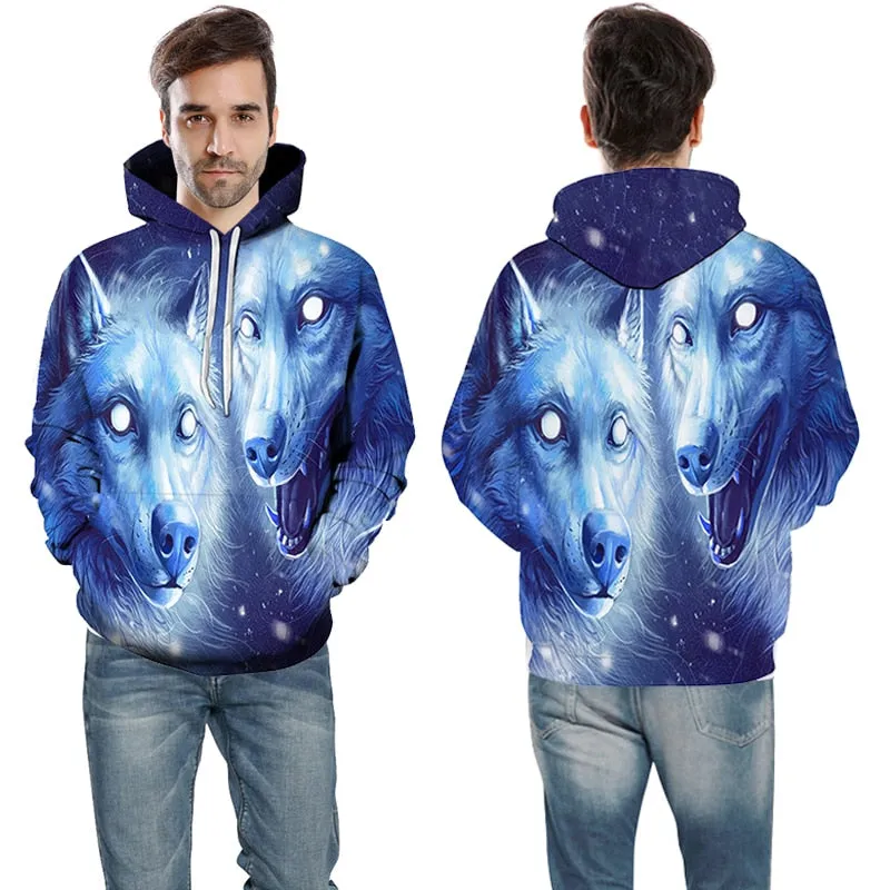 3D Hoodies Men Couple Wolf printed Hoodie Animal Hoody Sweatshirt Casual Tracksuit Pullover Jacket Autumn