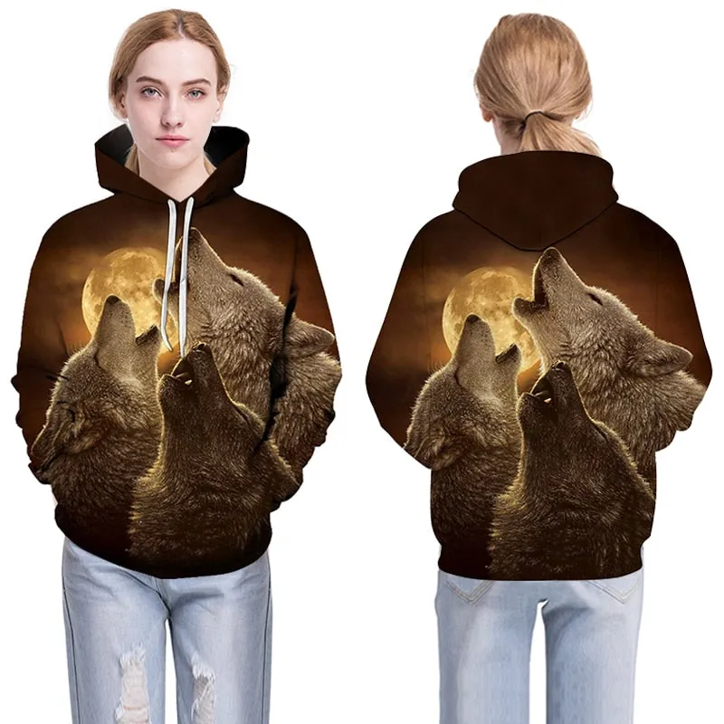 3D Hoodies Men Couple Wolf printed Hoodie Animal Hoody Sweatshirt Casual Tracksuit Pullover Jacket Autumn