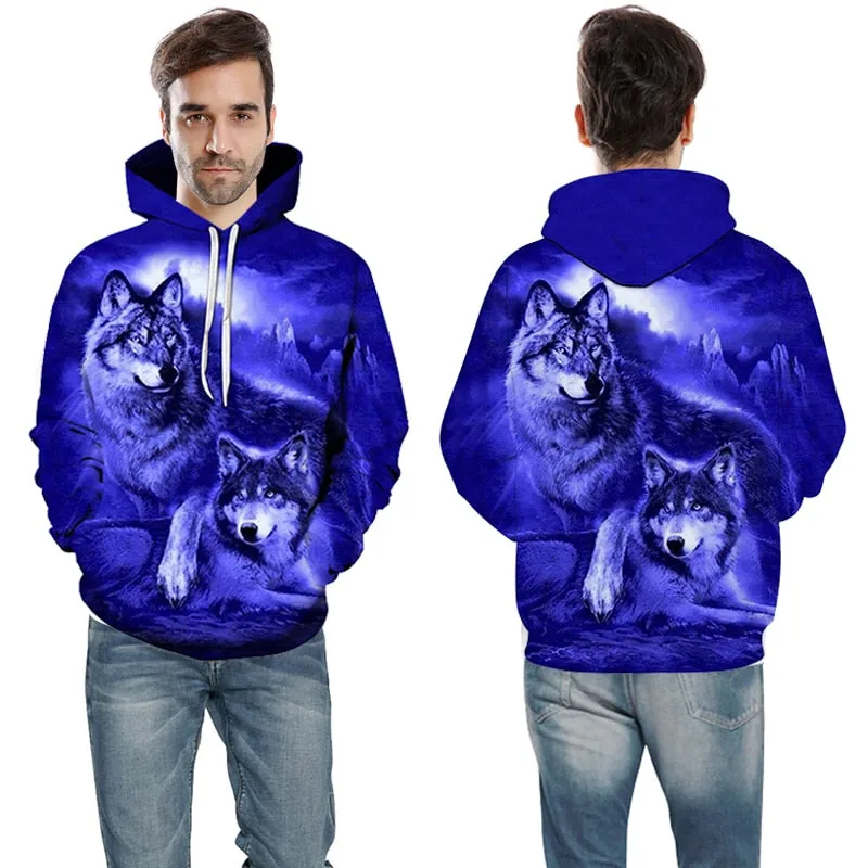 3D Hoodies Men Couple Wolf printed Hoodie Animal Hoody Sweatshirt Casual Tracksuit Pullover Jacket Autumn