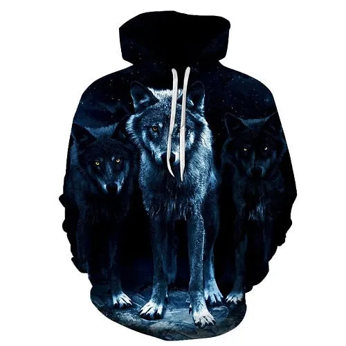 3D Hoodies Men Couple Wolf printed Hoodie Animal Hoody Sweatshirt Casual Tracksuit Pullover Jacket Autumn