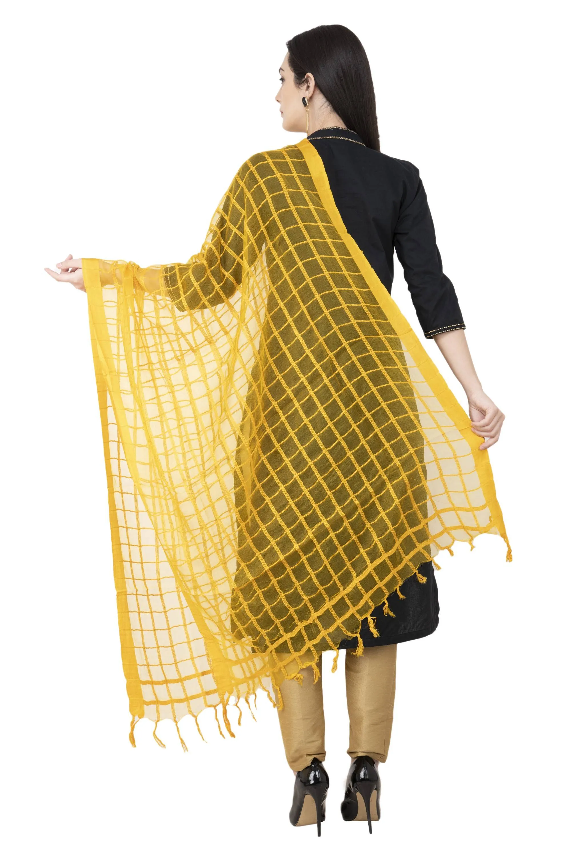 A R SILK Golden Color Fancy Silk Dupattas and Chunnis