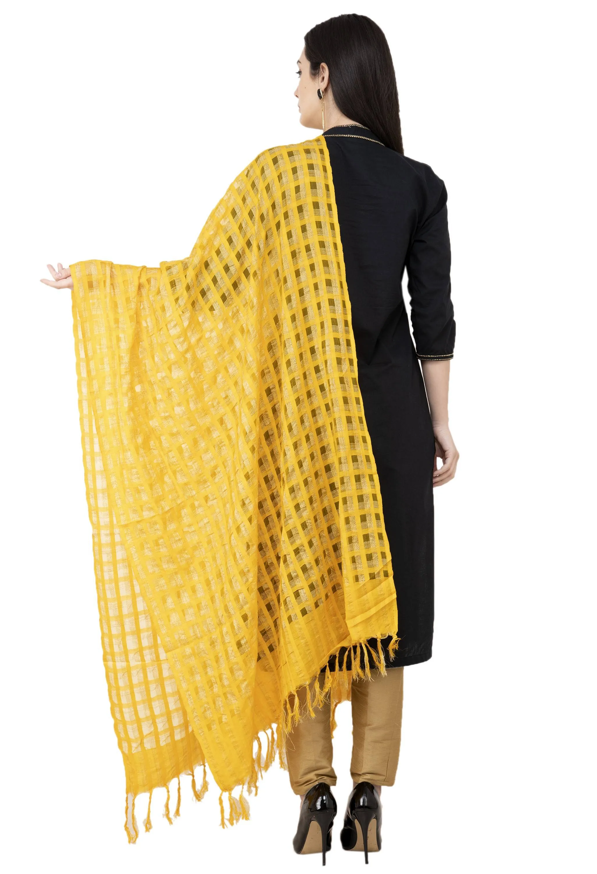 A R SILK Golden Color Fancy Silk Dupattas and Chunnis