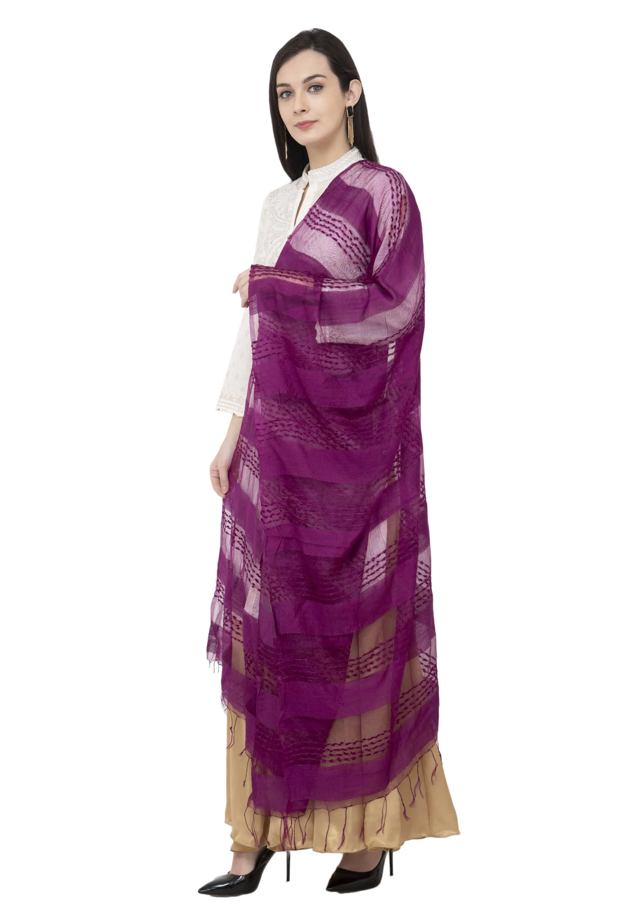 A R SILK Payal Plan Regular Dupatta Purple Color Dupatta or Chunni