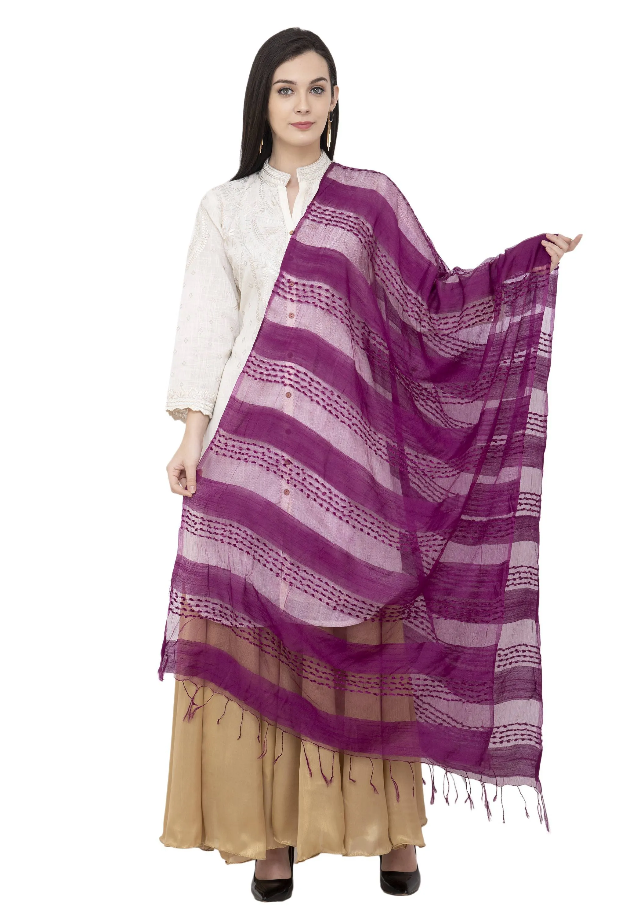 A R SILK Payal Plan Regular Dupatta Purple Color Dupatta or Chunni