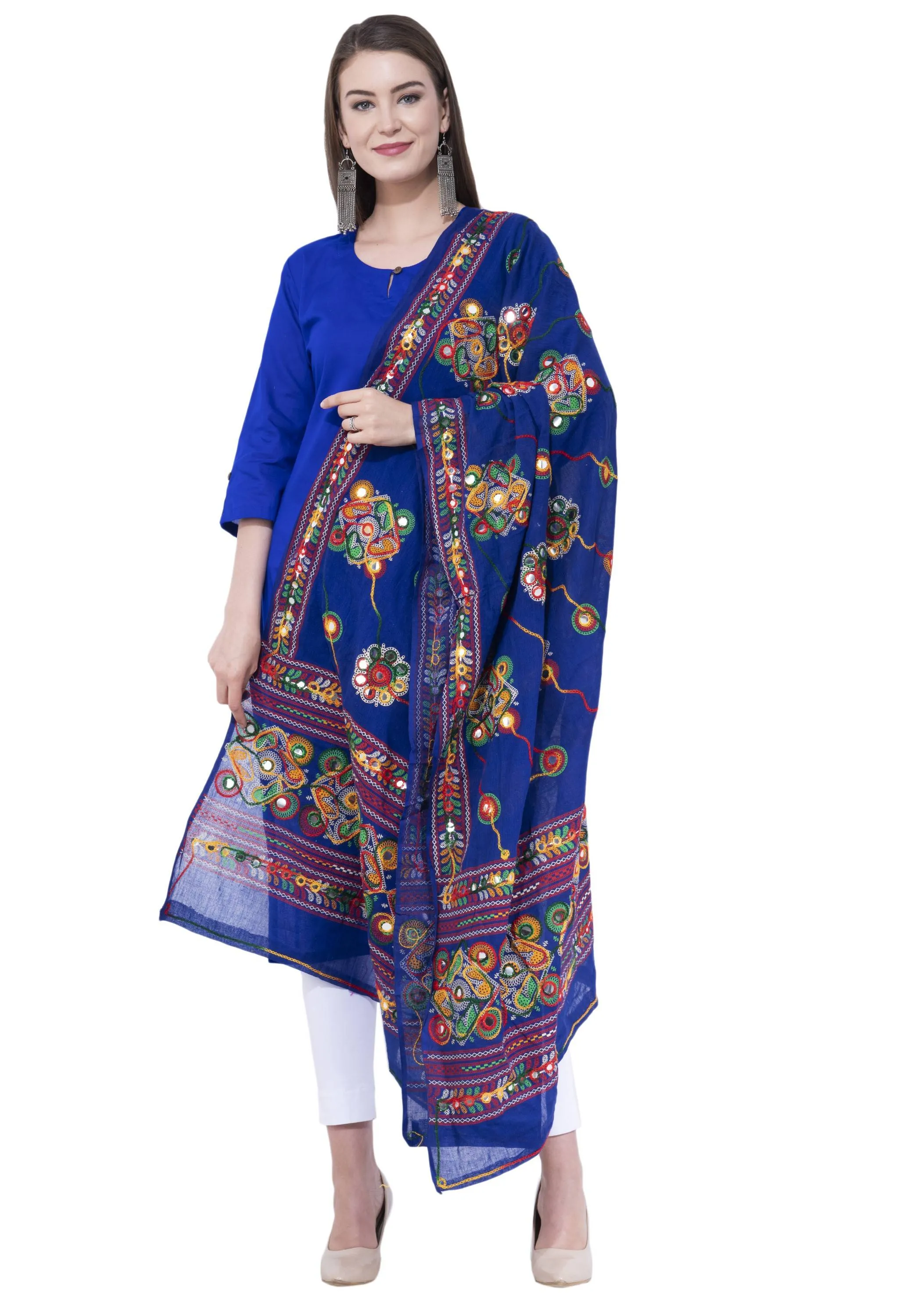 A R SILK Royal blue Color Gurjari Pure cotton Dupattas and Chunnis