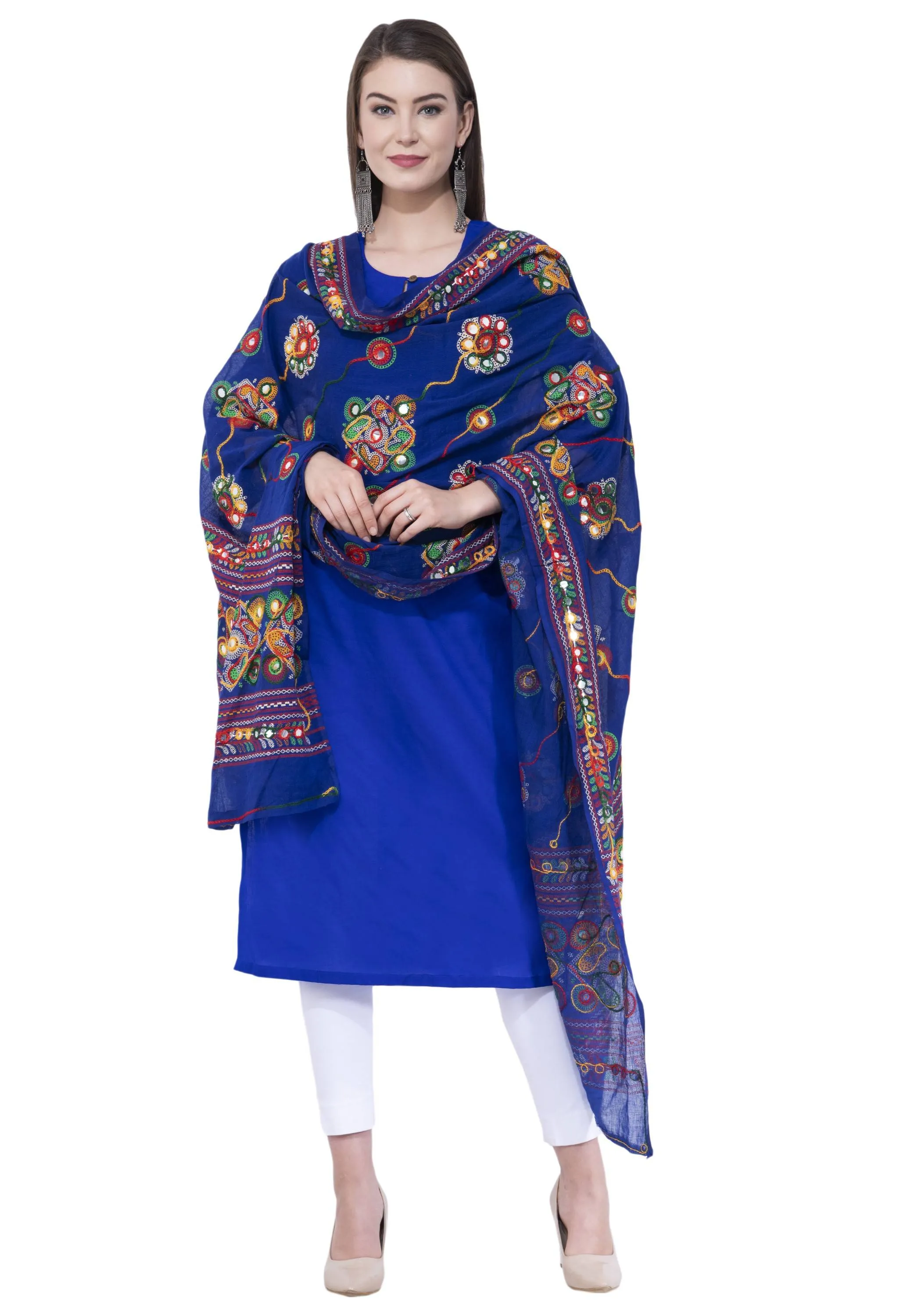 A R SILK Royal blue Color Gurjari Pure cotton Dupattas and Chunnis