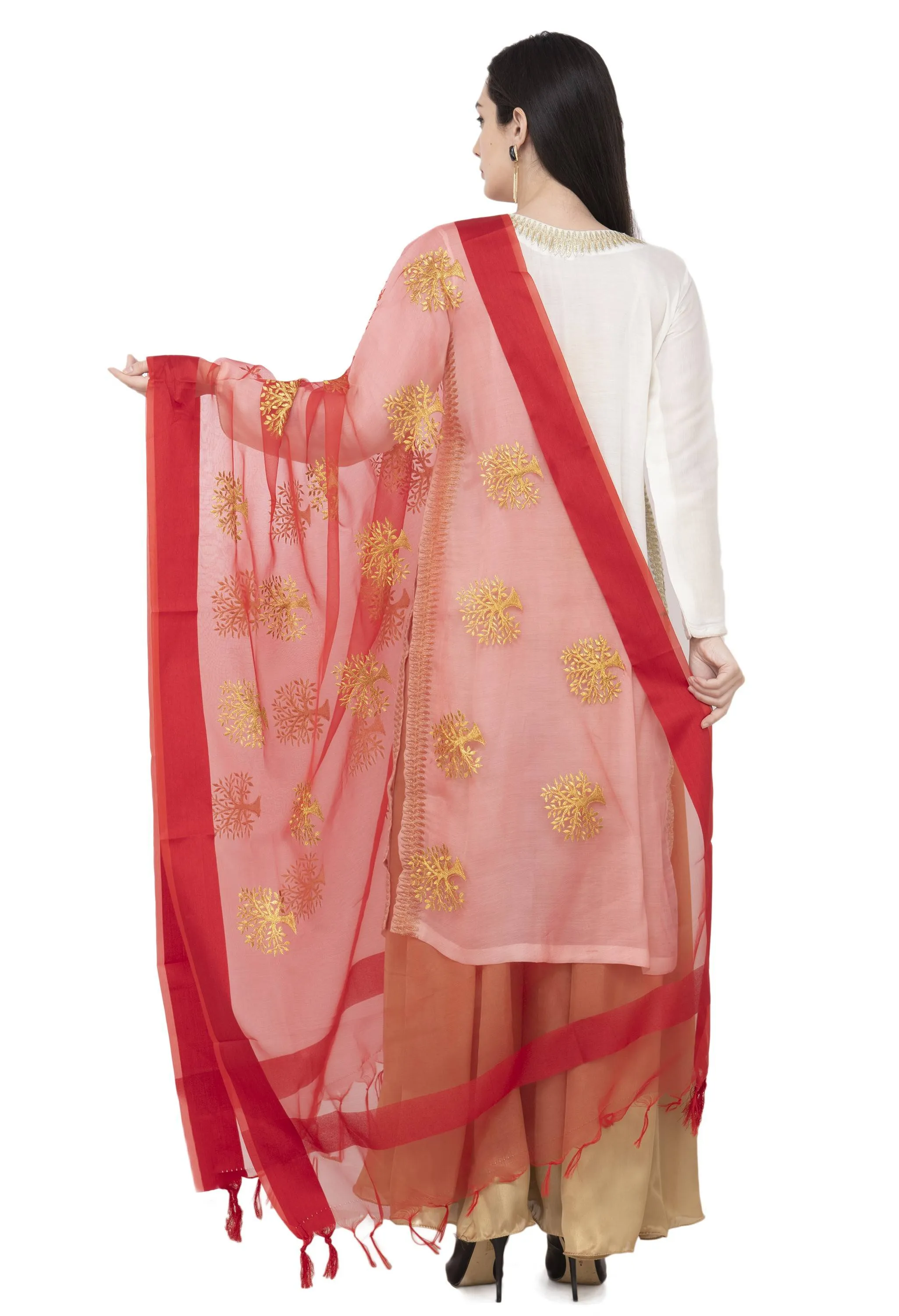 A R SILK TISSUE ZARI EMB. Fancy Dupatta Mehroon Color Dupatta or Chunni