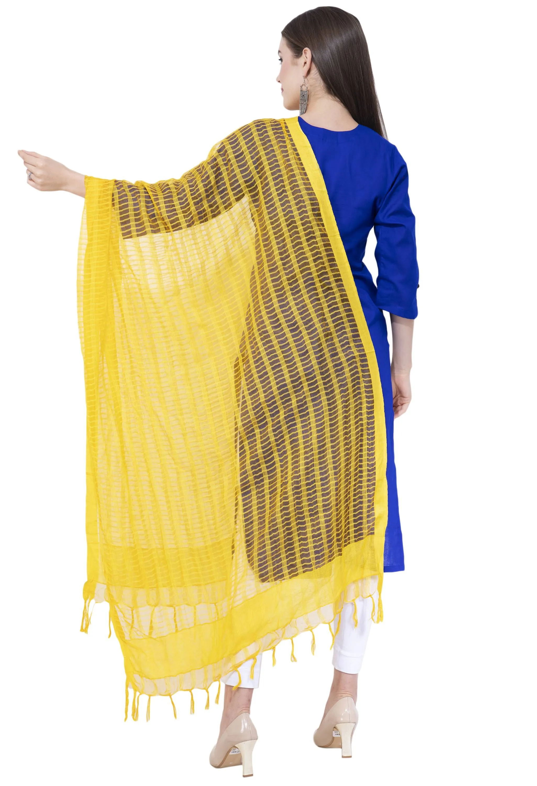 A R SILK Yellow Color Regular Cota cotton Dupattas and Chunnis