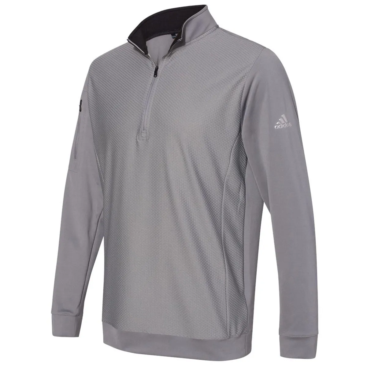 adidas Men's Grey Three Performance Texture Quarter Zip