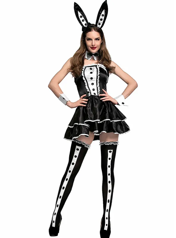 BLACK AND WHITE BUNNY ANIMAL ROLE-PLAYING COSTUME