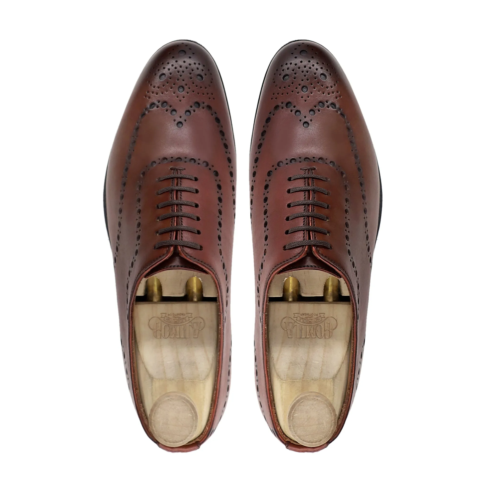 Bristol - Men's Brown Patina Calf Leather Wholecut Shoe