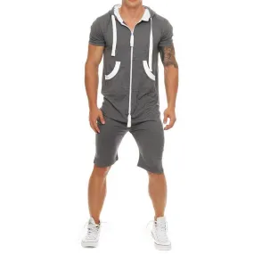 Casual Mens Tracksuit Jumpsuit Men Overalls Short Sleeve Sportwear