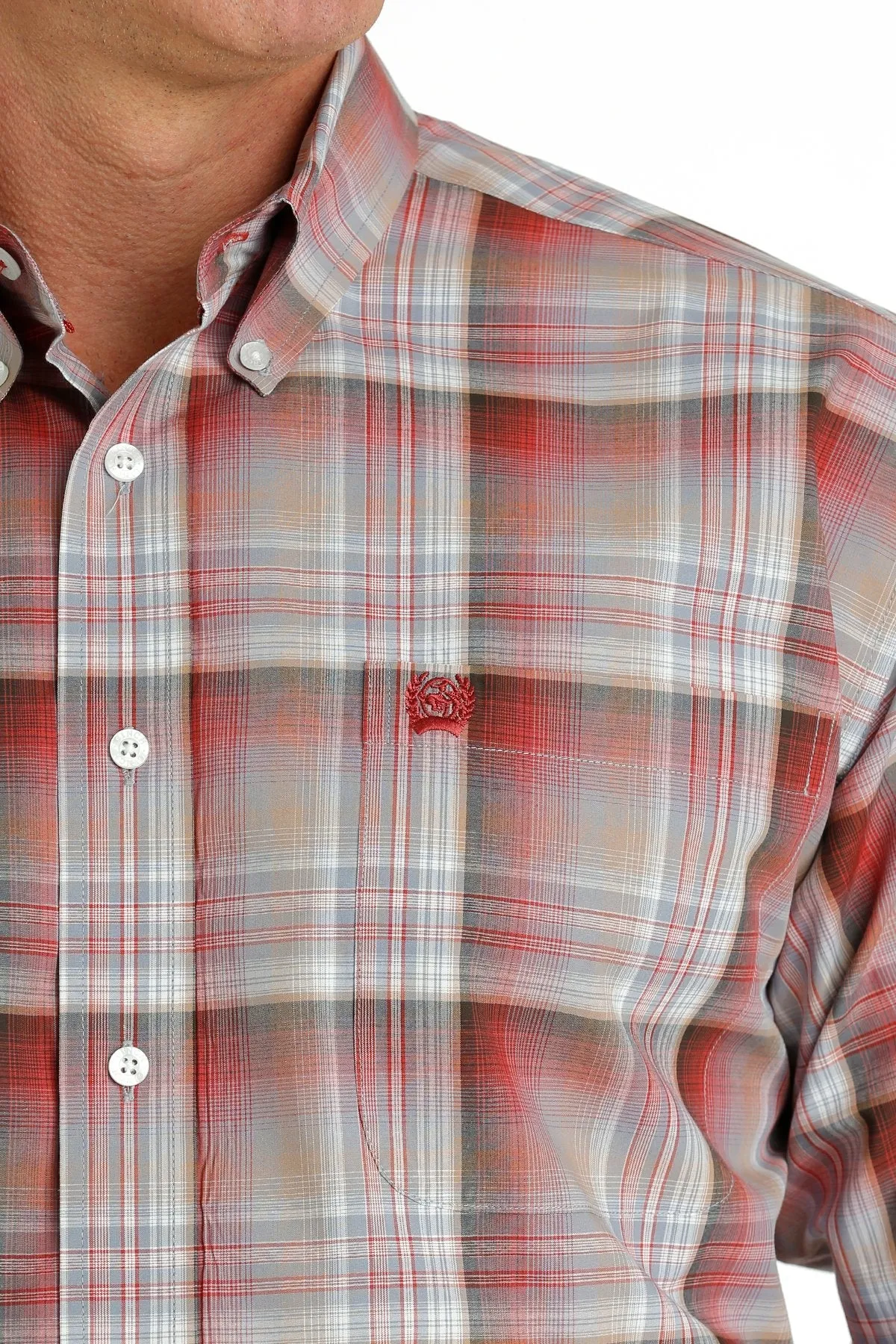 Cinch Men's Plaid Shirt - Red/Khaki/Brown