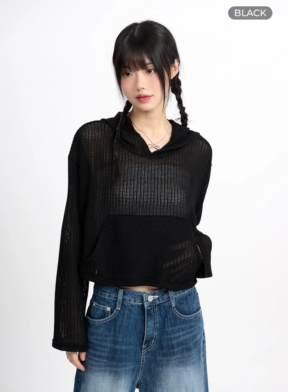 Cozy Hollow Out Cropped Hoodie CM415