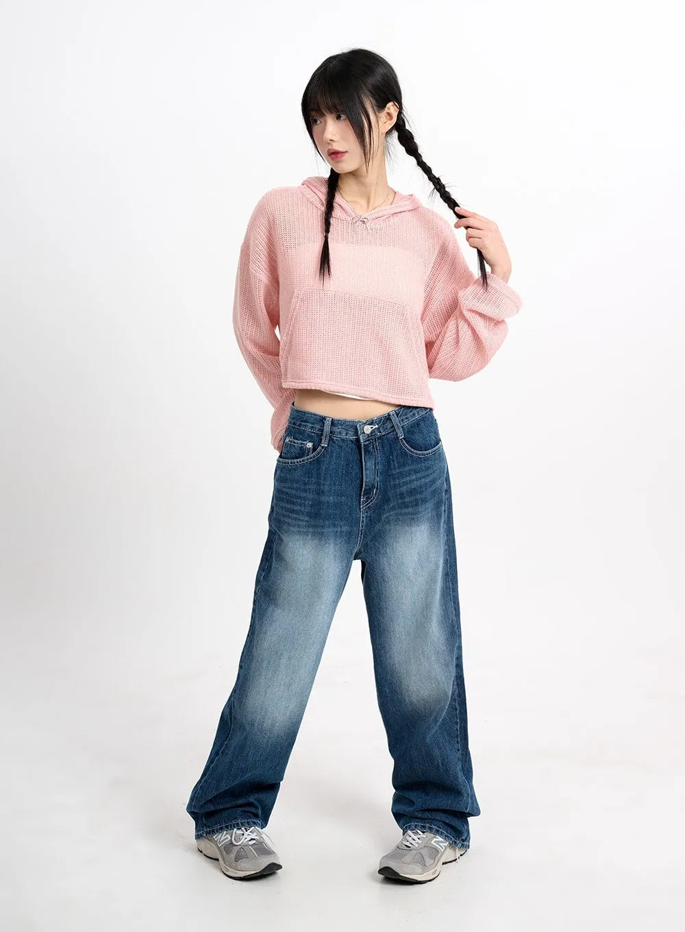 Cozy Hollow Out Cropped Hoodie CM415