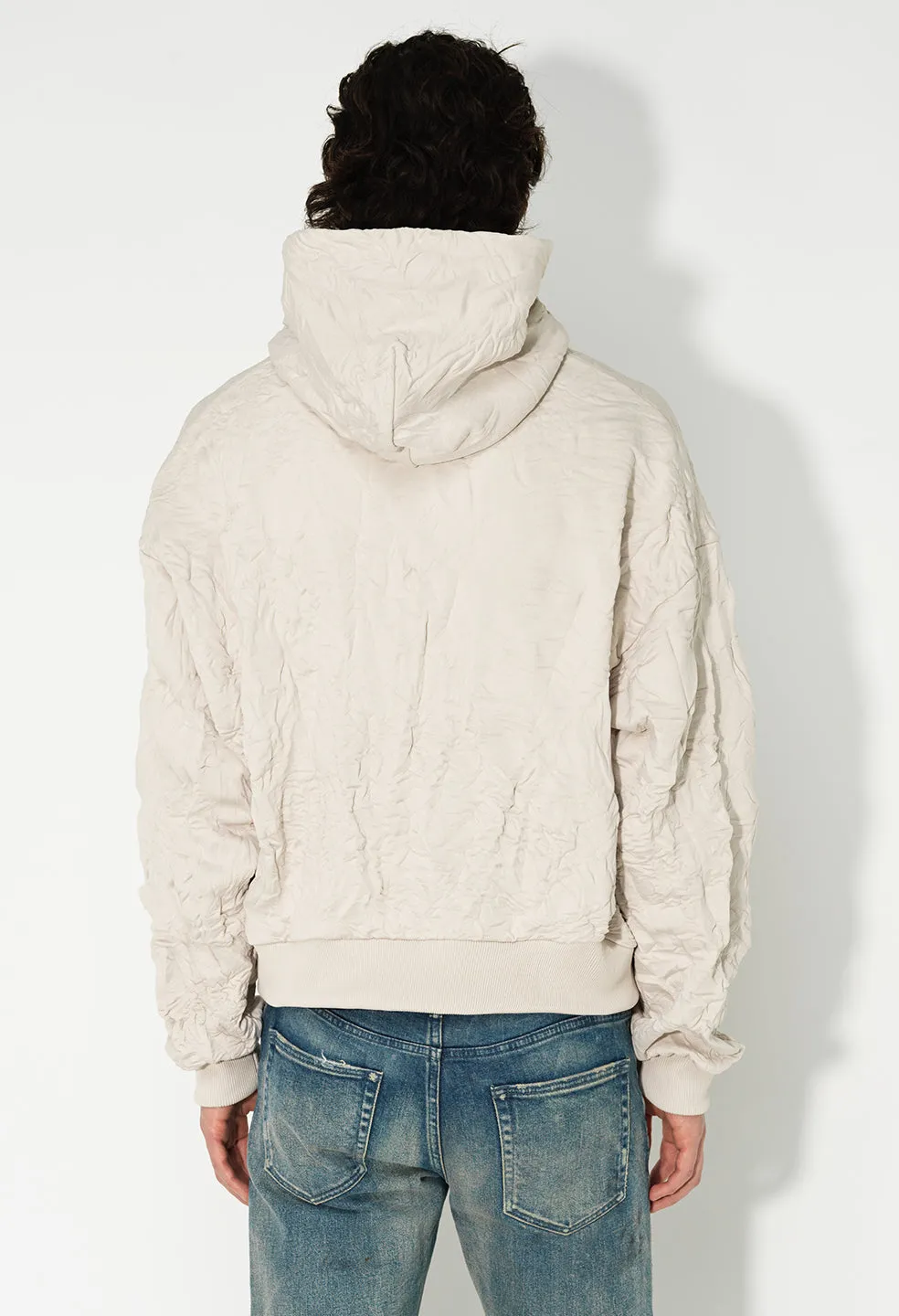 Crinkled Terry Hoodie / Bone