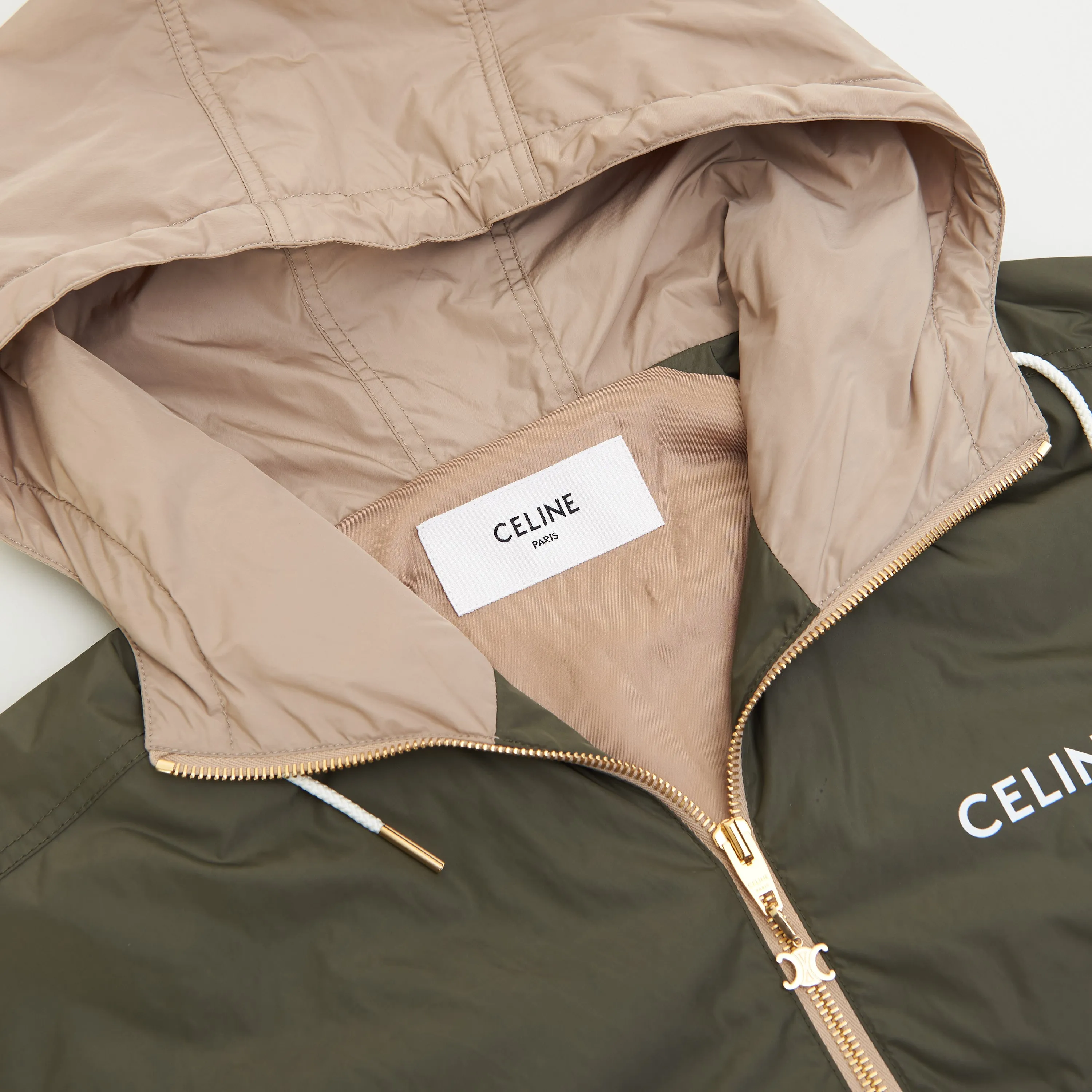 Cropped Windbreaker With Celine Print In Lightweight Nylon