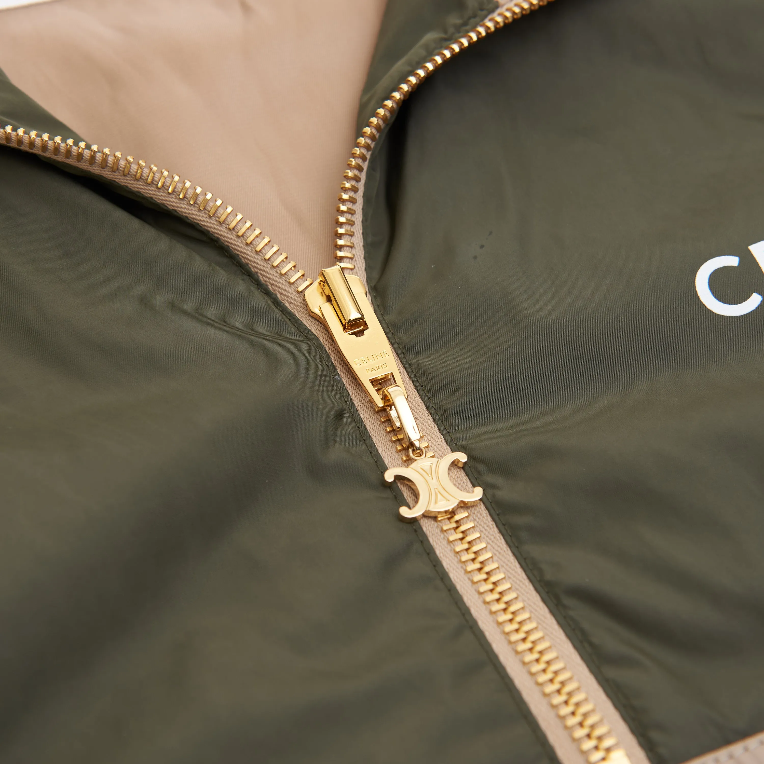 Cropped Windbreaker With Celine Print In Lightweight Nylon