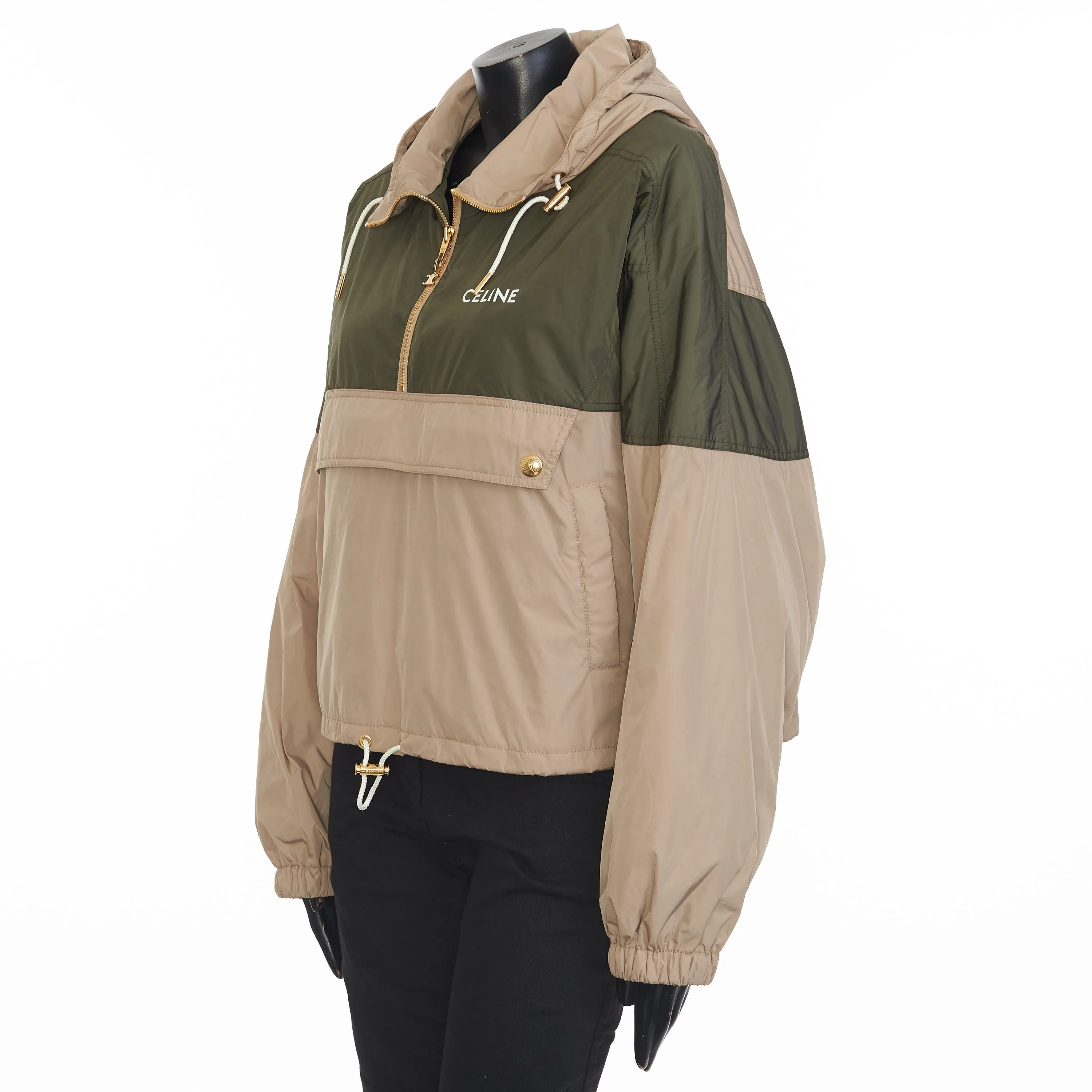 Cropped Windbreaker With Celine Print In Lightweight Nylon