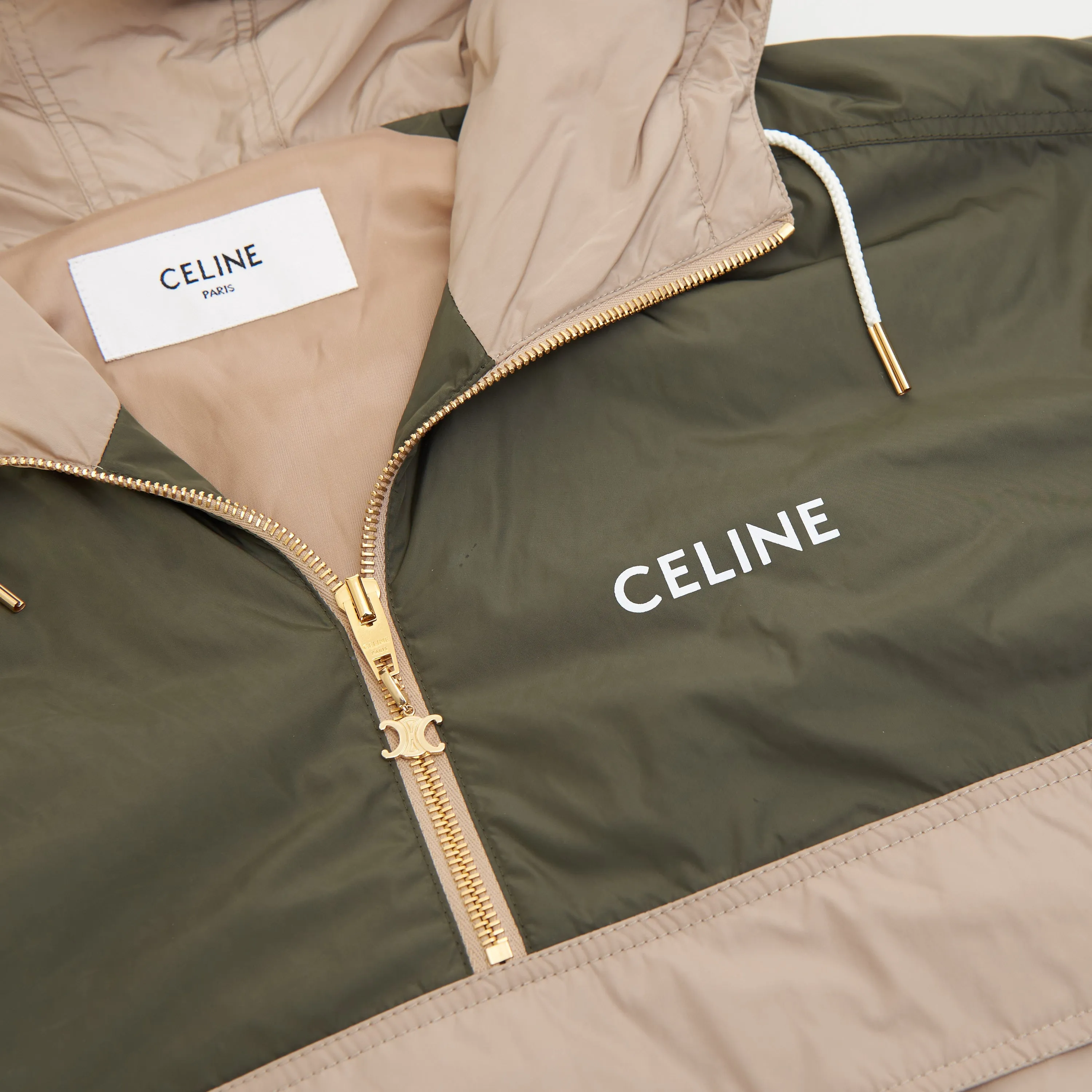 Cropped Windbreaker With Celine Print In Lightweight Nylon