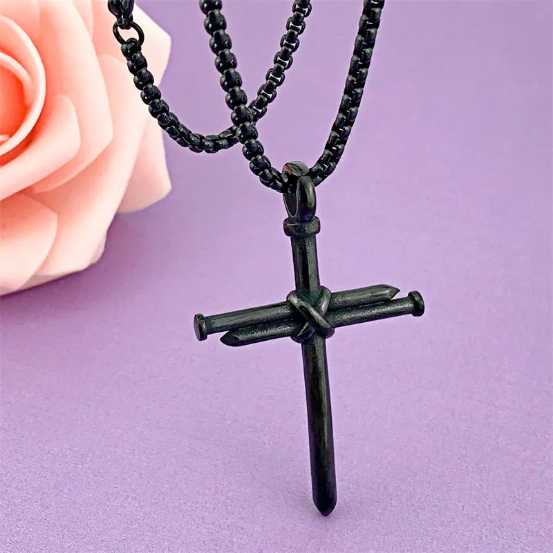 Cross Necklace for Men Cross Pendant Stainless Steel Necklace