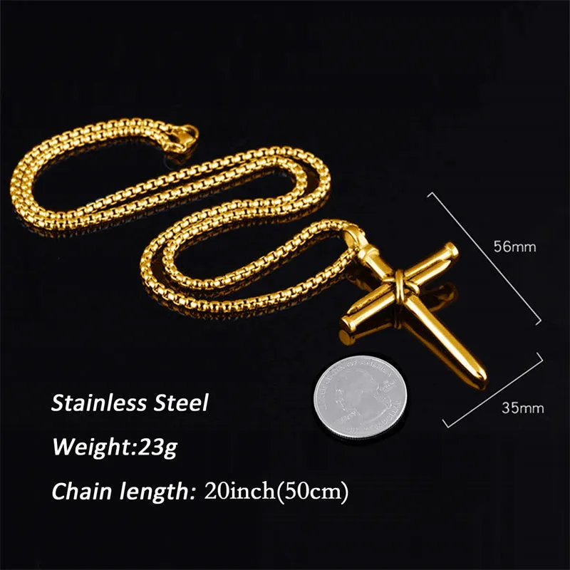 Cross Necklace for Men Cross Pendant Stainless Steel Necklace