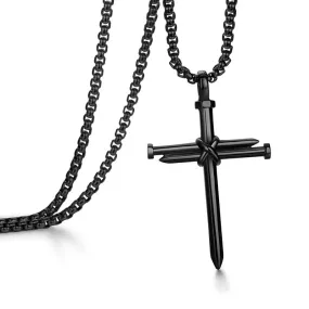 Cross Necklace for Men Cross Pendant Stainless Steel Necklace