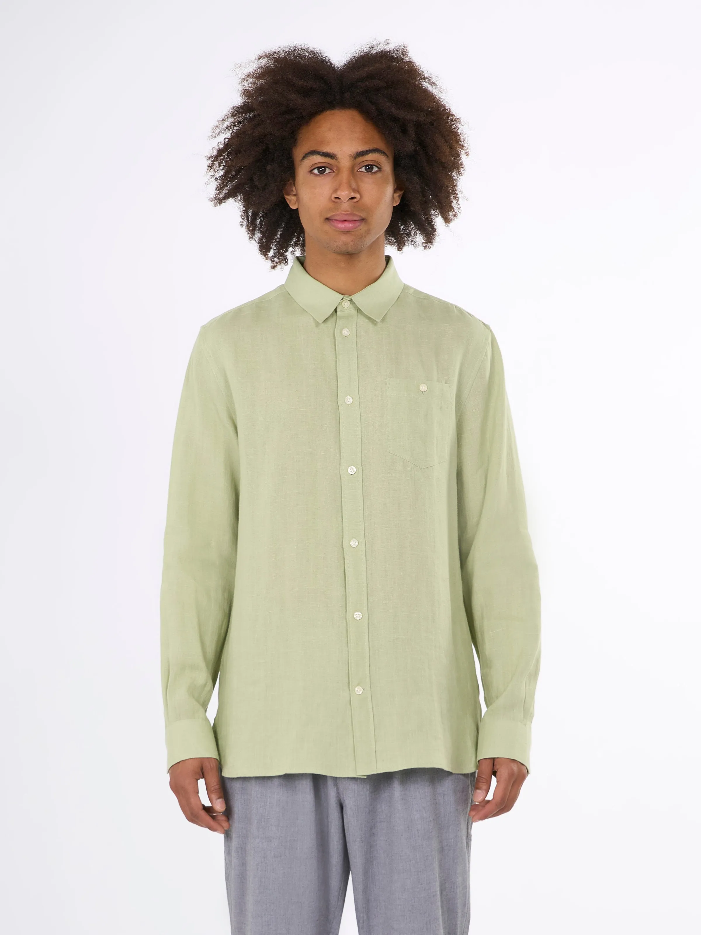 Custom fit linen shirt - Swamp