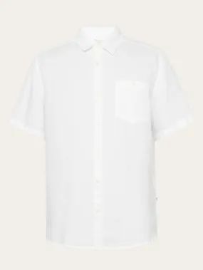 Custom fit linen short sleeve shirt - Bright White