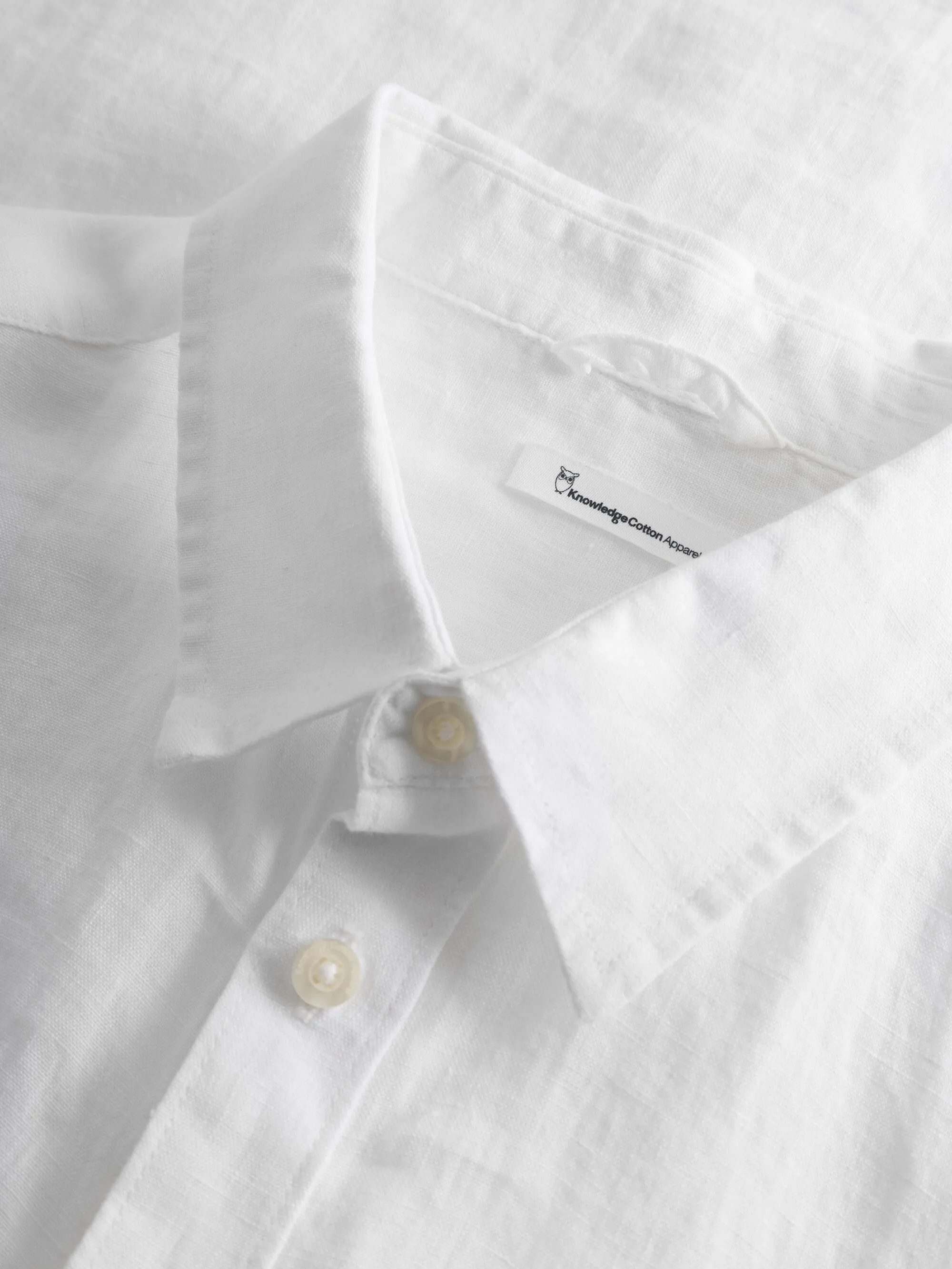 Custom fit linen short sleeve shirt - Bright White