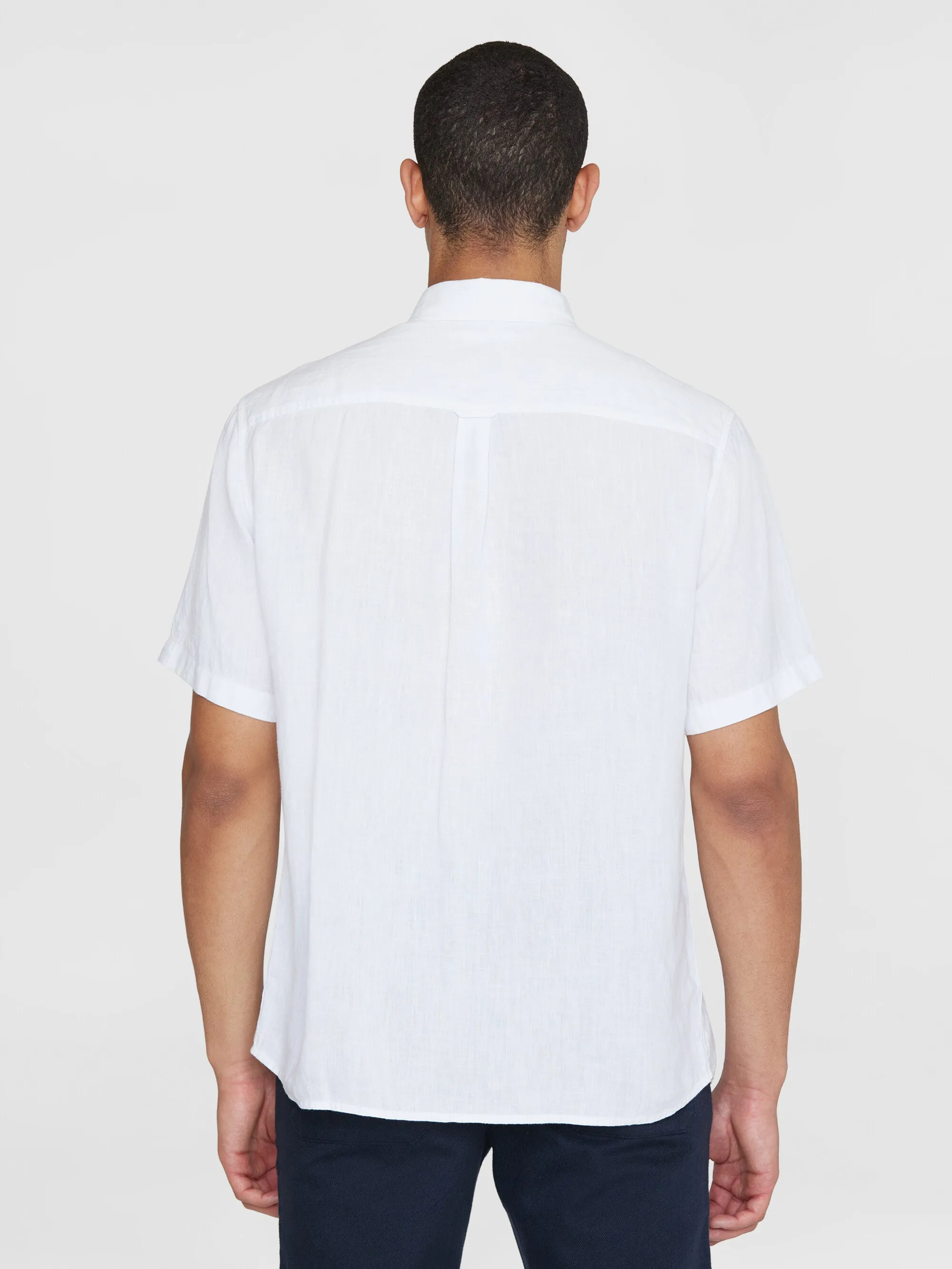 Custom fit linen short sleeve shirt - Bright White