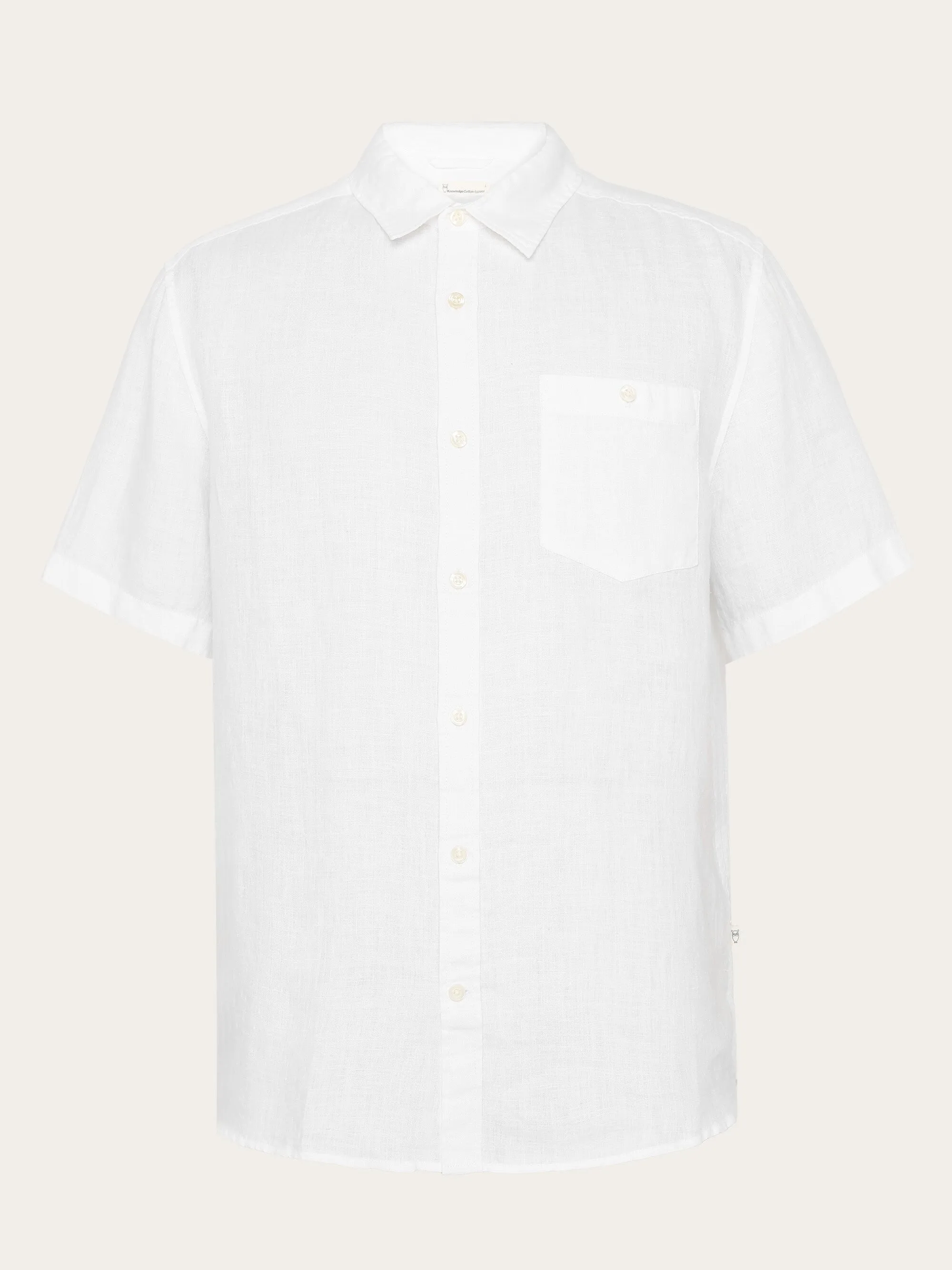 Custom fit linen short sleeve shirt - Bright White