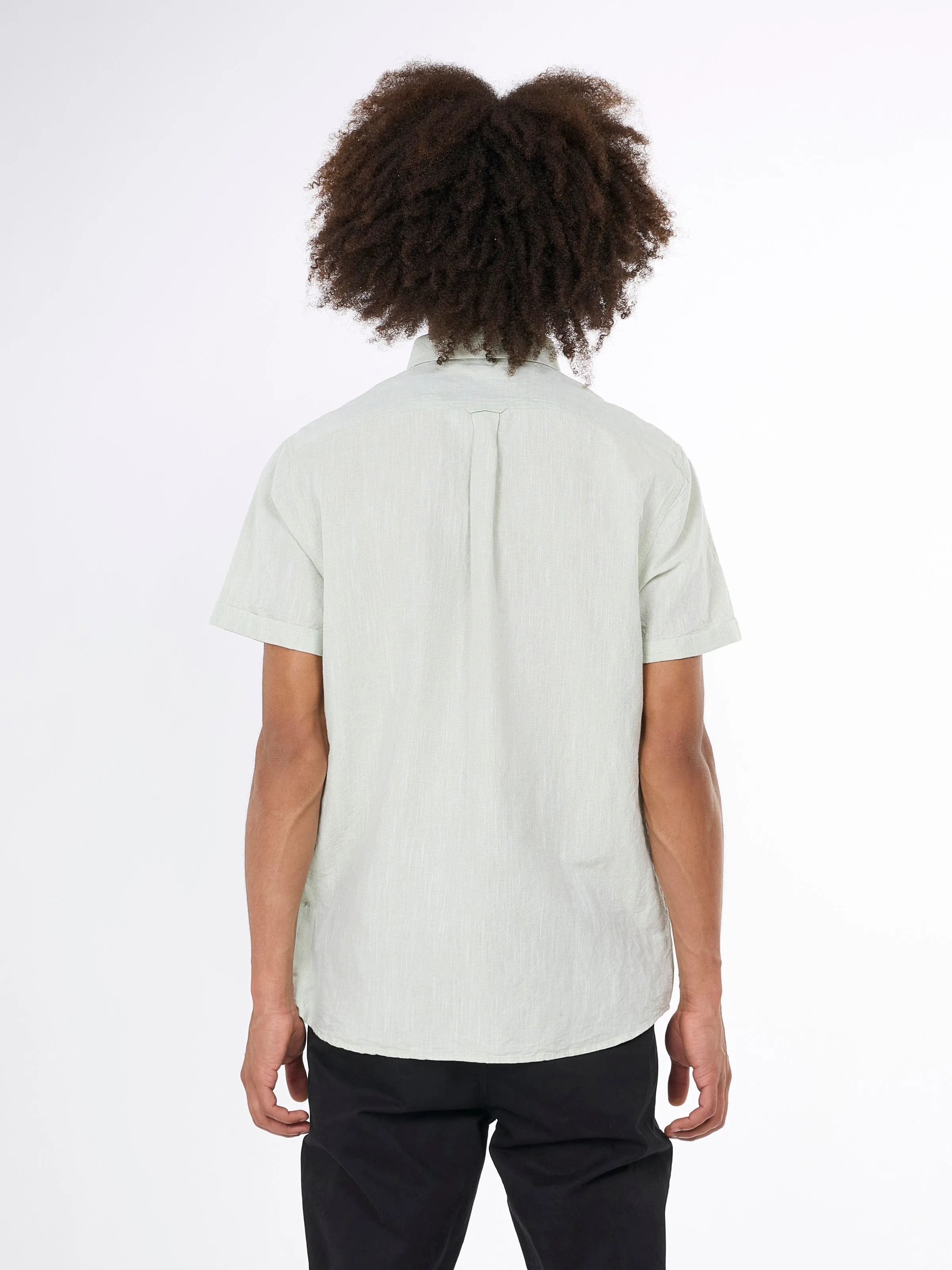 Custom fit linen short sleeve shirt - Swamp