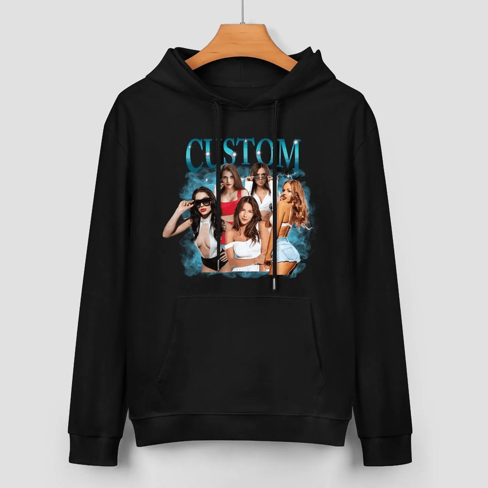 Custom Your Own Bootleg Rap Hoodie Personalized Photo Vintage Hoodie Birthday Gift Ideas for Men Women