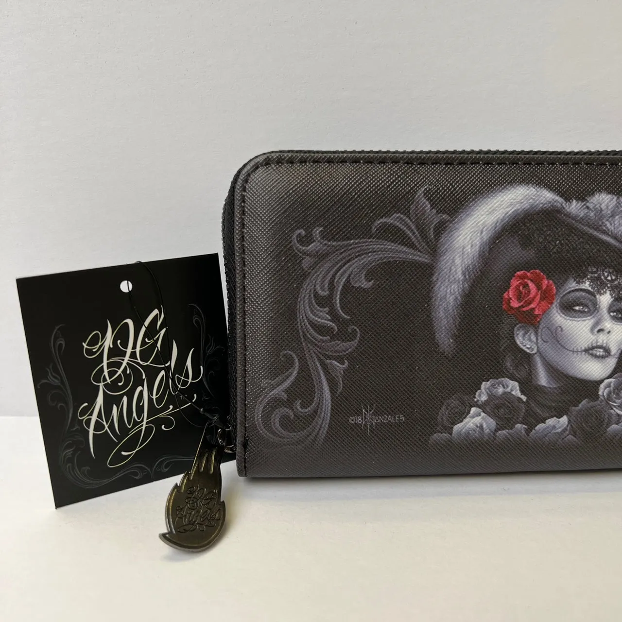 DGA David Gonzales Art Angels Catrina Rockabilly Pinup Zipper Clutch Wallet