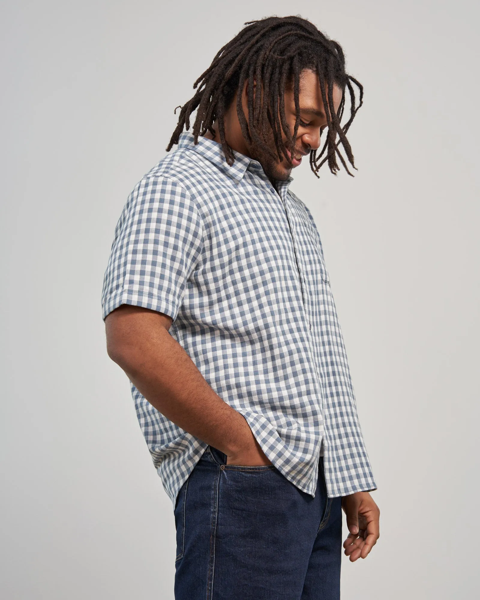 Double Cloth Short-Sleeve Button Down