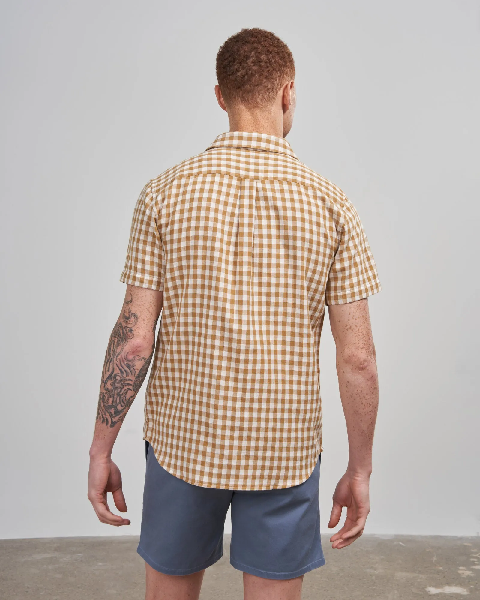 Double Cloth Short-Sleeve Button Down