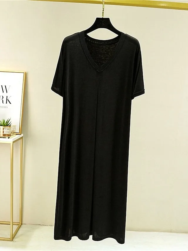 Elegant Nightgown Dress with V Wire Sleeves for Women