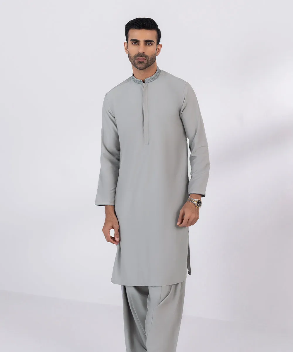 Embroidered Wash & Wear Suit