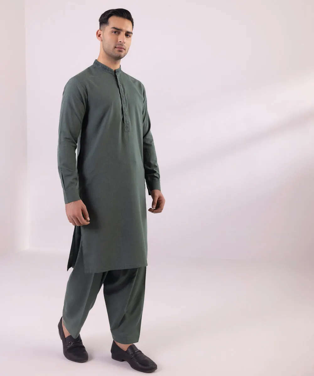 Embroidered Wash & Wear Suit