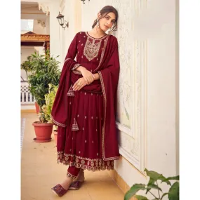 Ethnic Party wear Embroidery Women Kurti Pant with Dupatta Suit