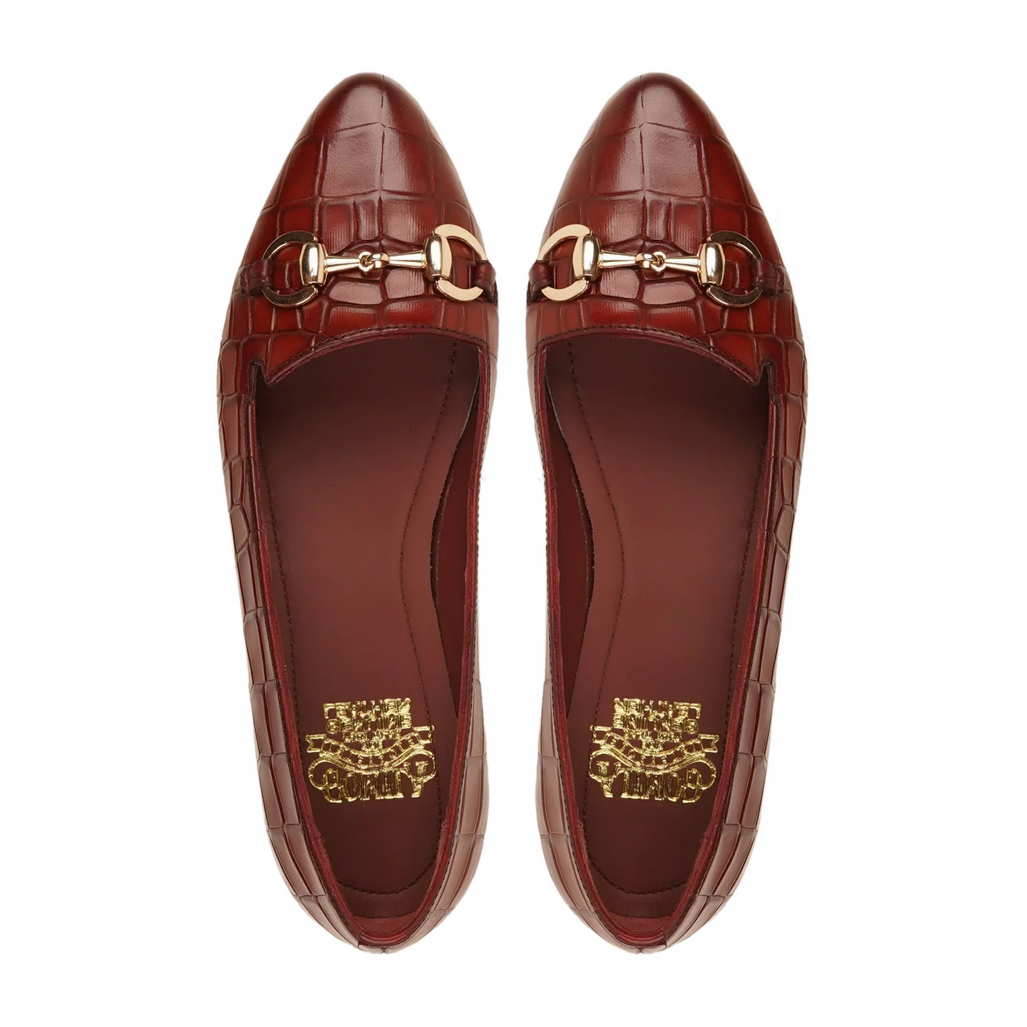 Everett - Ladies Oxblood Printed Crocodile Calf Leather Loafer