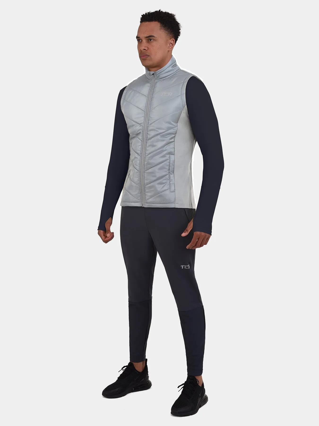 Excel Padded Running Gilet For Men With Zip Pockets & Reflective Strips