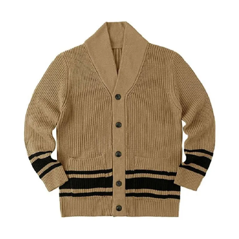 Foesce -Men's Printed Knitted Cardigan Elegant Trendy Personality Jacquard Sweater Autumn Winter Fashion Casual Jacket Clothes