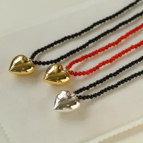 Gold & Silver Heart Onyx Necklace