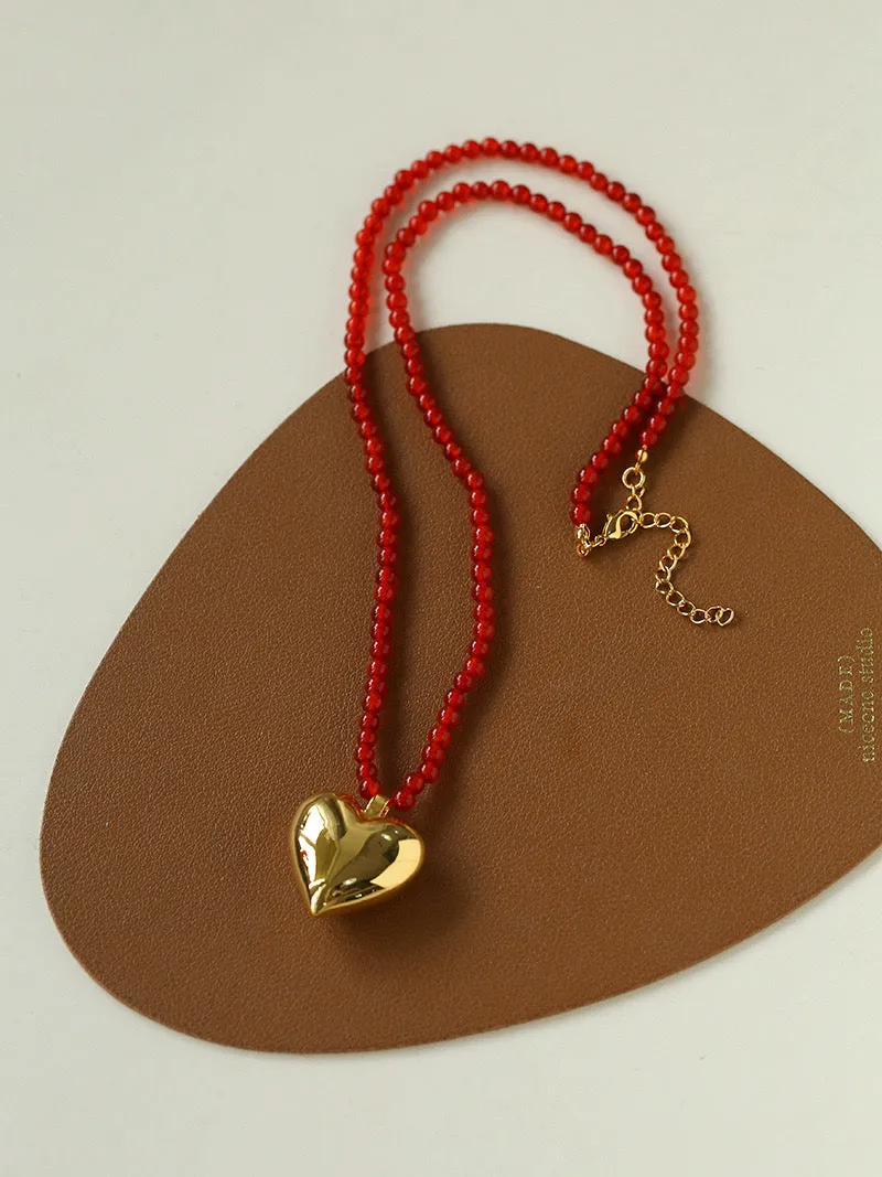 Gold & Silver Heart Onyx Necklace