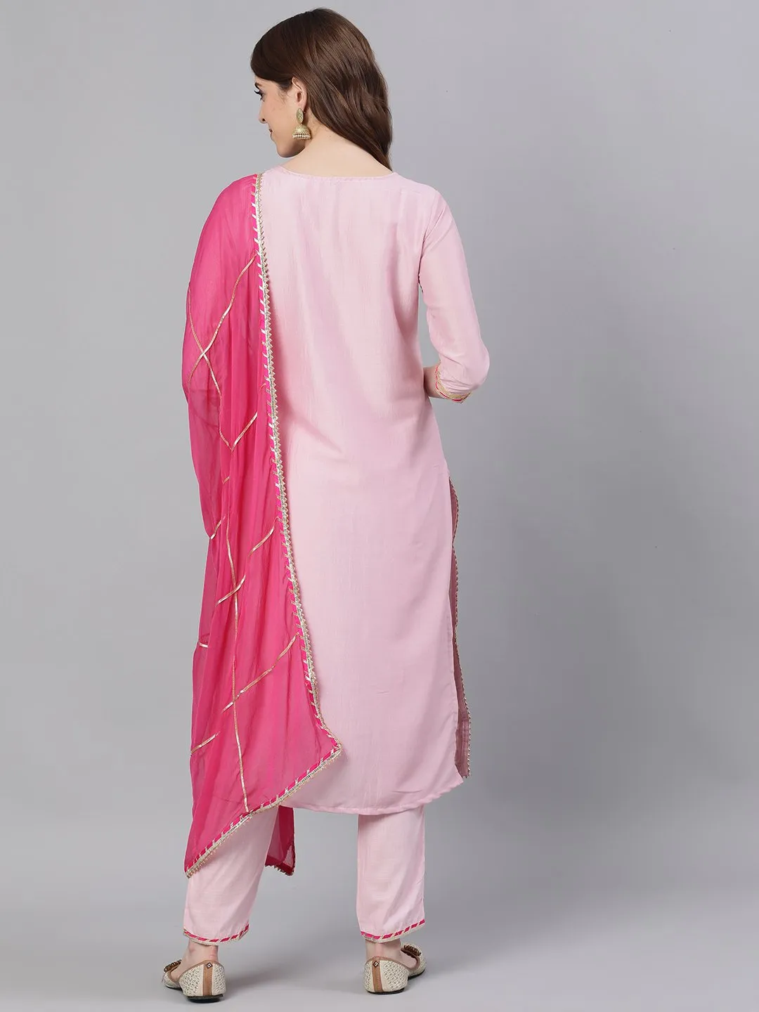 Guldasta: Pink Embroidered Kurta Set