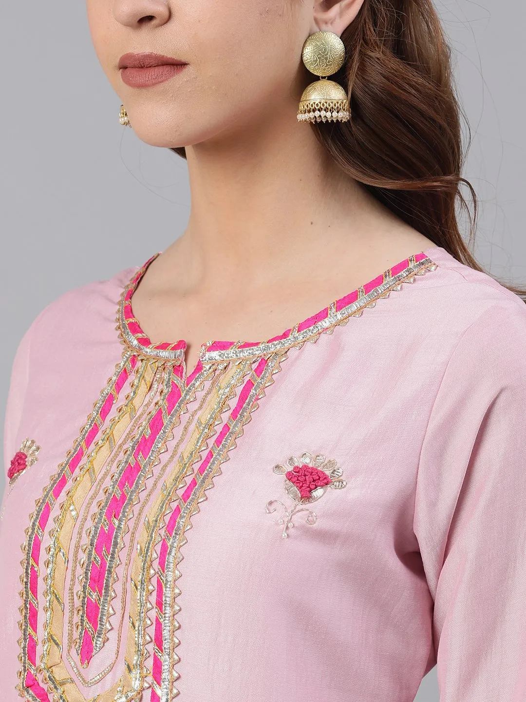 Guldasta: Pink Embroidered Kurta Set